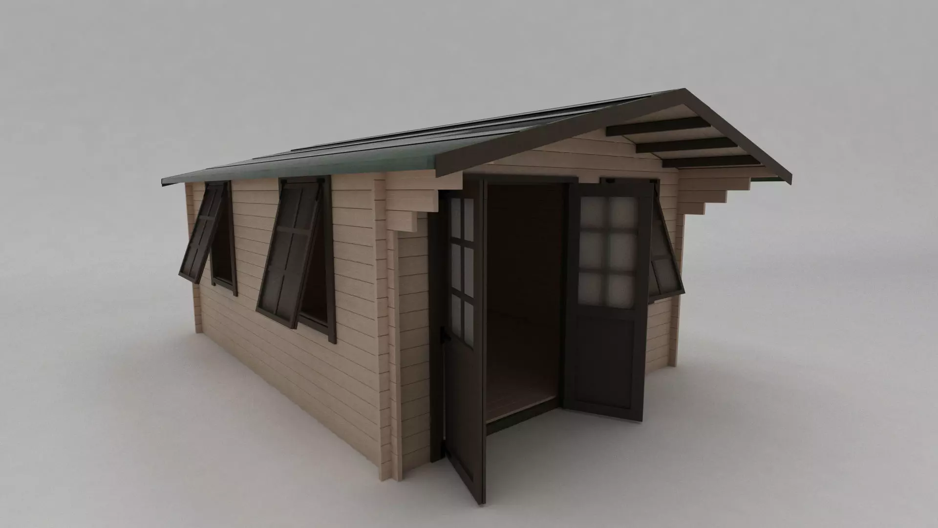 Summer House Log Cabin Garden Office 3D model_0