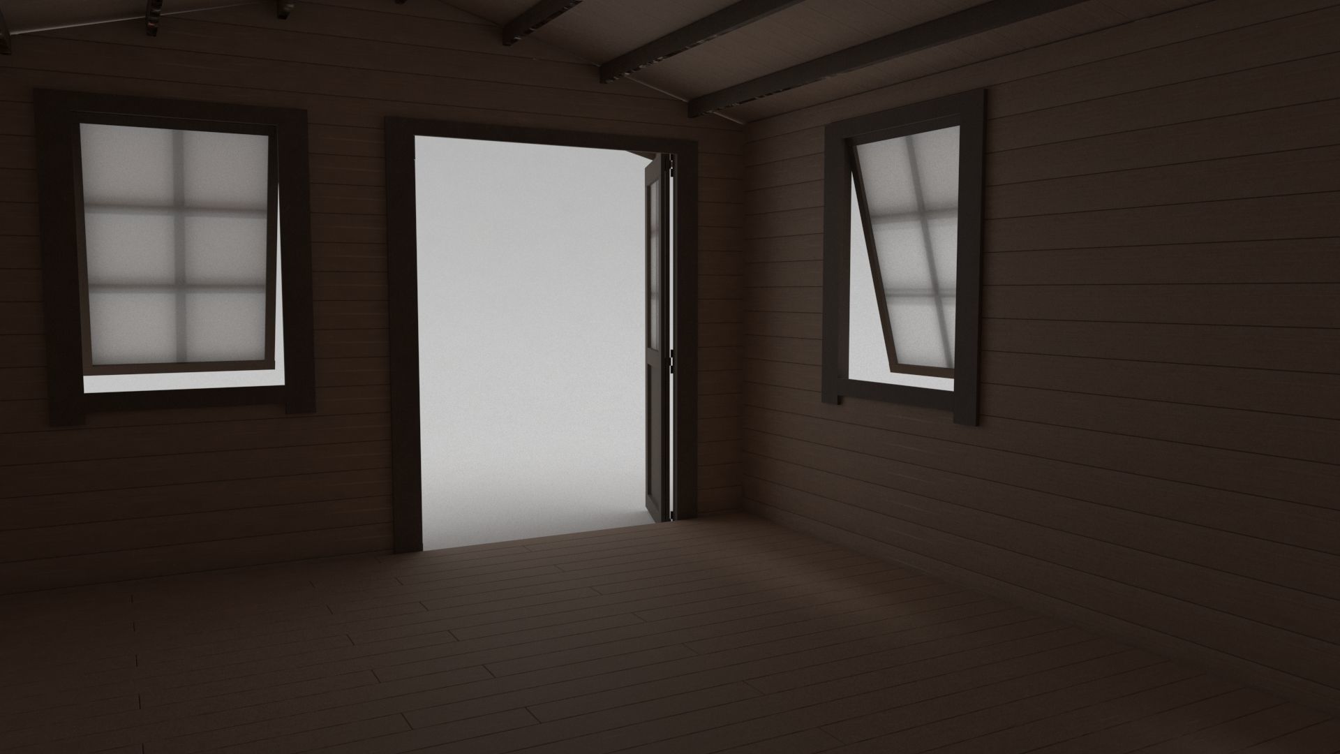 Summer House Log Cabin Garden Office 3D model_4