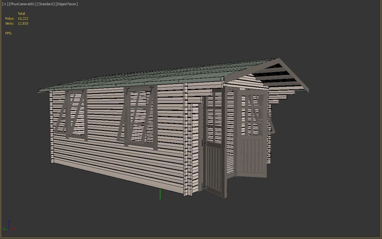 Summer House Log Cabin Garden Office 3D model_5
