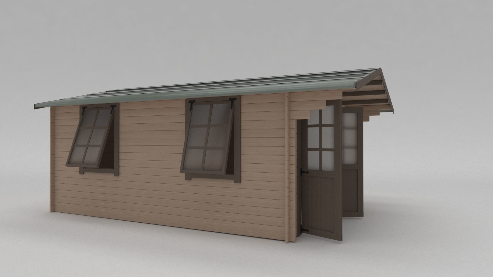 Summer House Log Cabin Garden Office 3D model_1