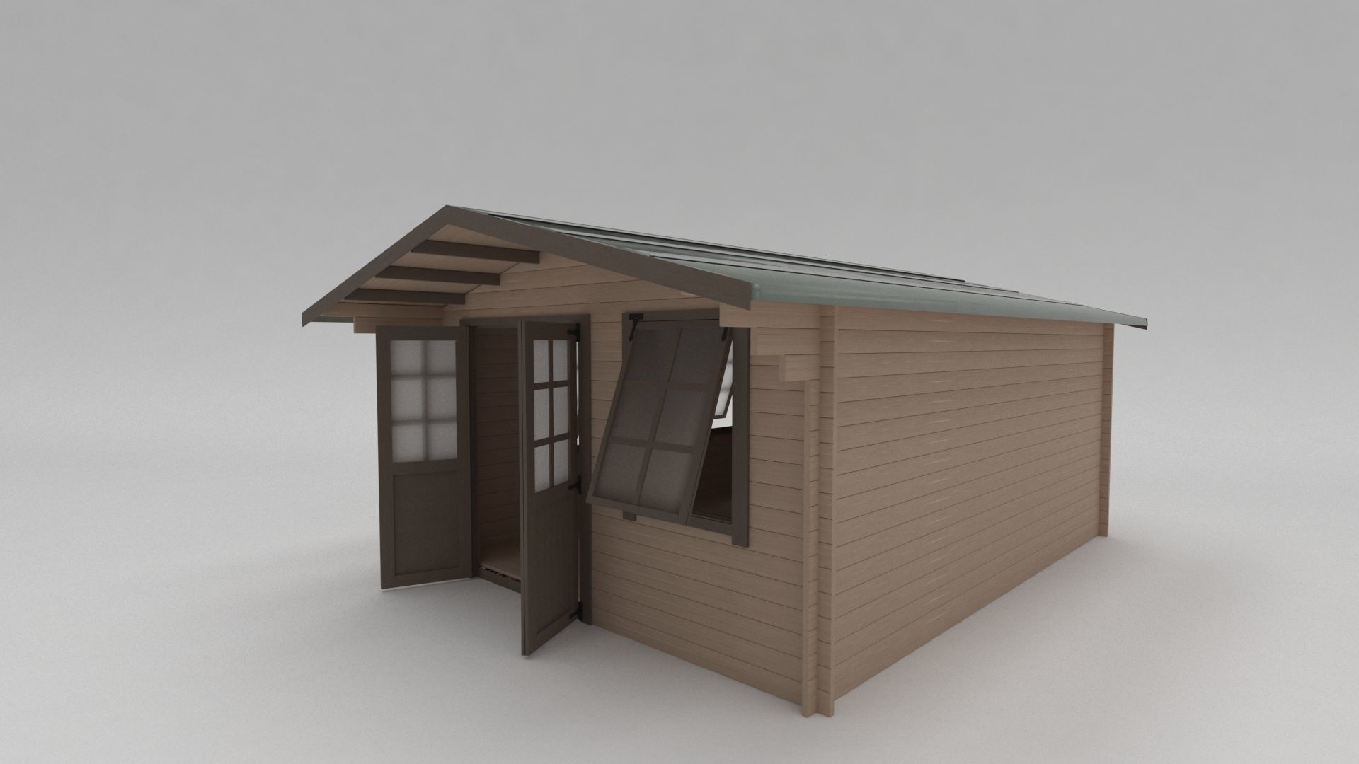 Summer House Log Cabin Garden Office 3D model_3
