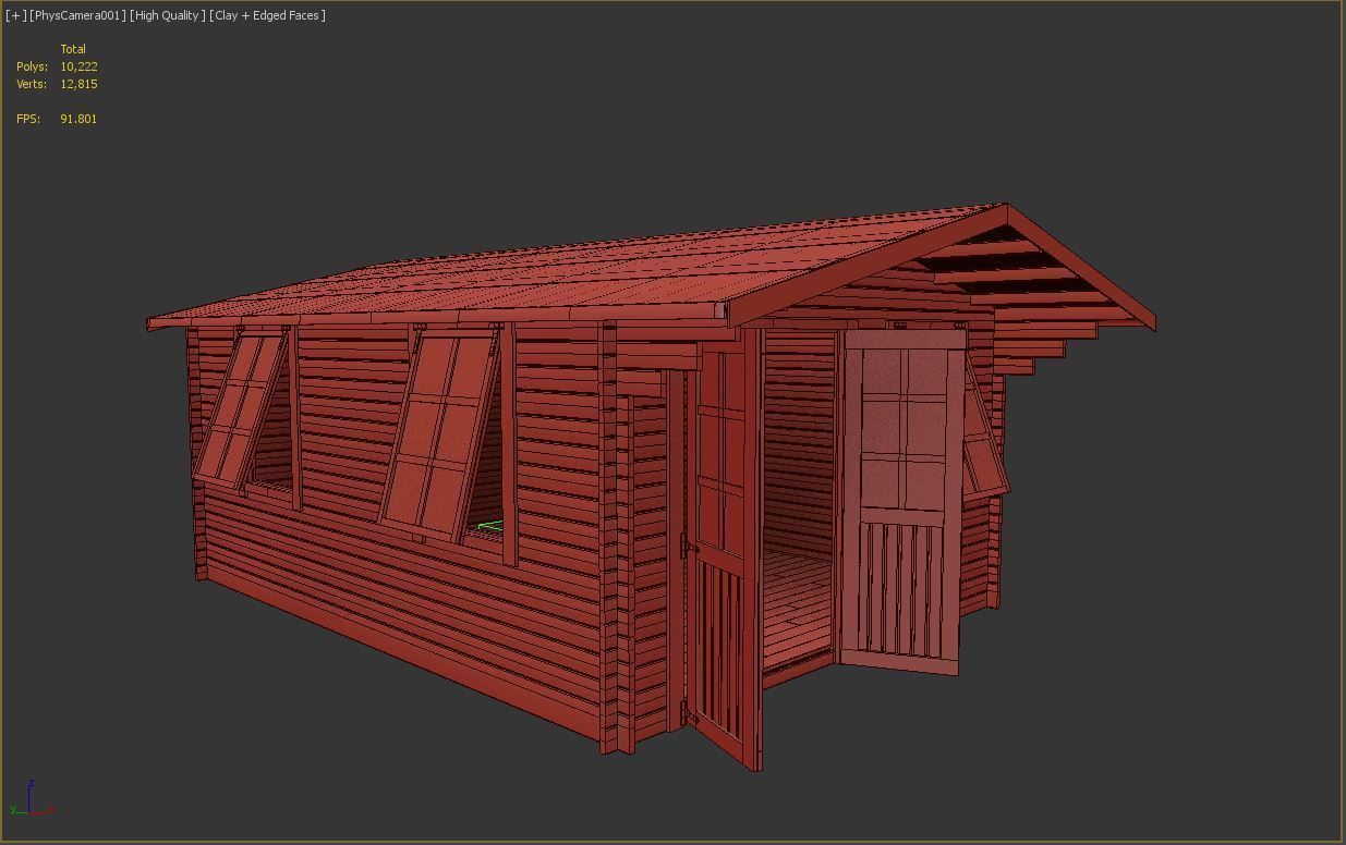 Summer House Log Cabin Garden Office 3D model_6