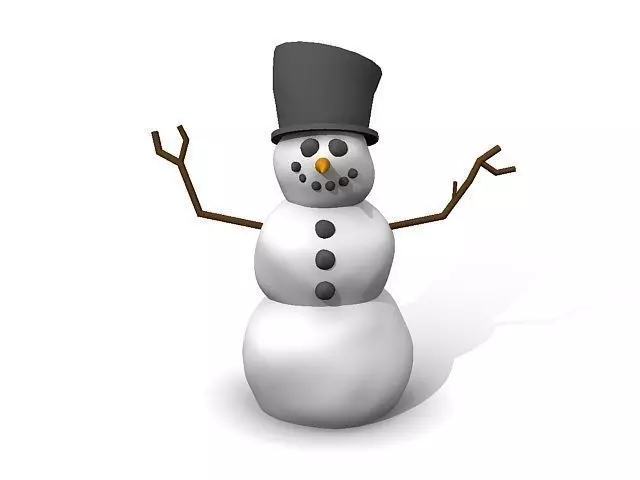 Snowman wearing top hat 3D model_0