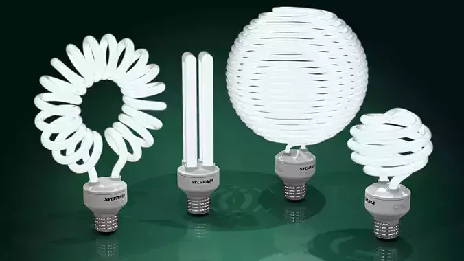 Compact fluorescent light bulbs - CFLs Free 3D model Compact fluorescent light bulbs - CFLs Free 3D model