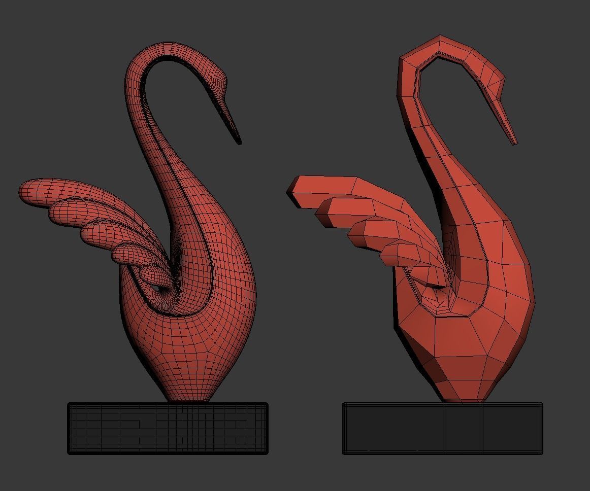 Sculpture Silver Swan 3D model_4