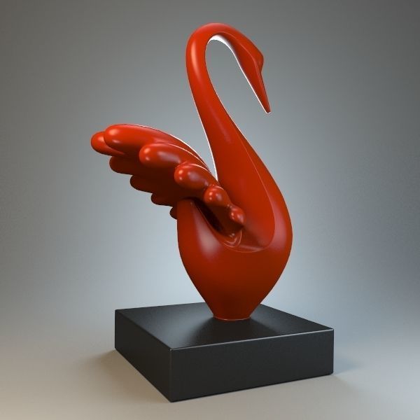 Sculpture Silver Swan 3D model_3