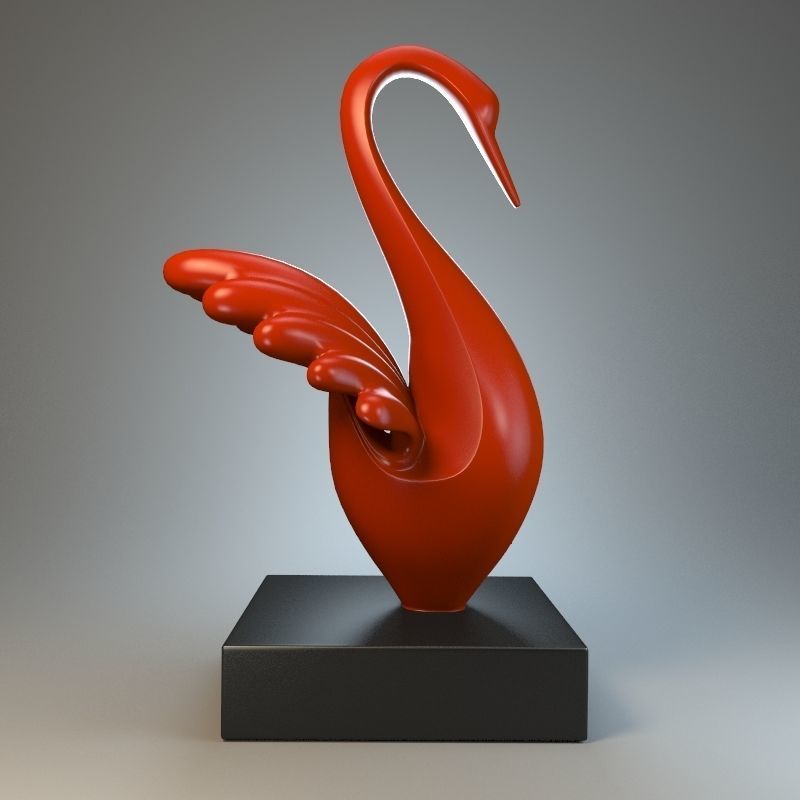 Sculpture Silver Swan 3D model_2
