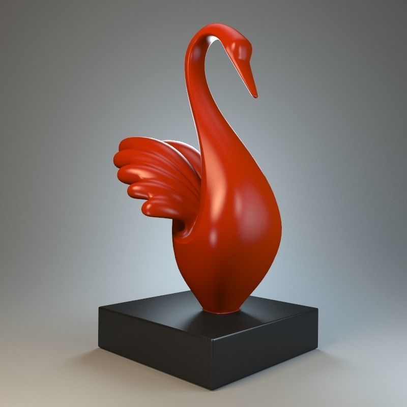 Sculpture Silver Swan 3D model_5