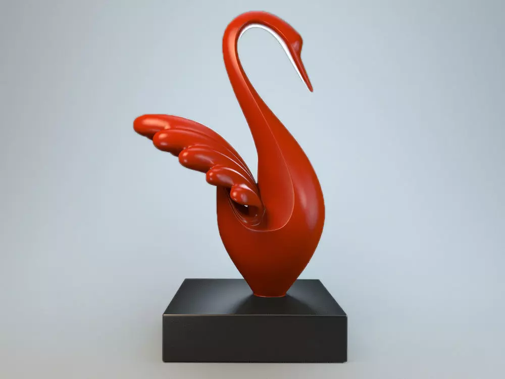 Sculpture Silver Swan 3D model_0