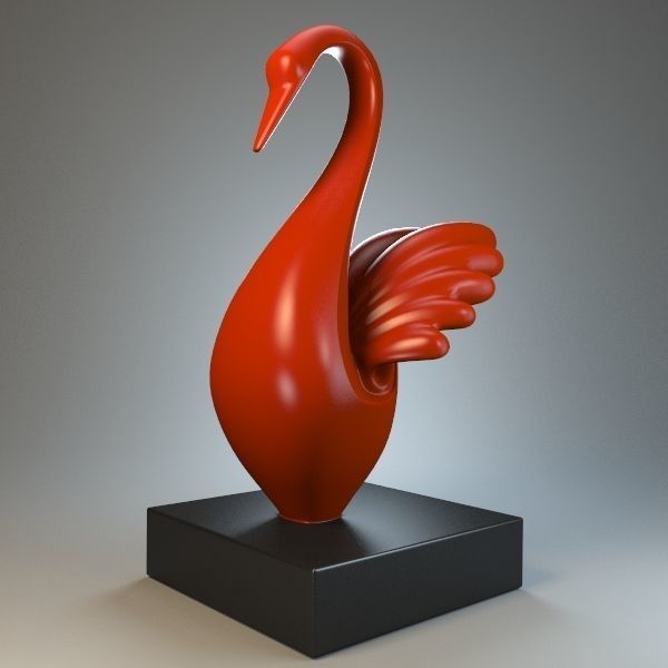 Sculpture Silver Swan 3D model_1