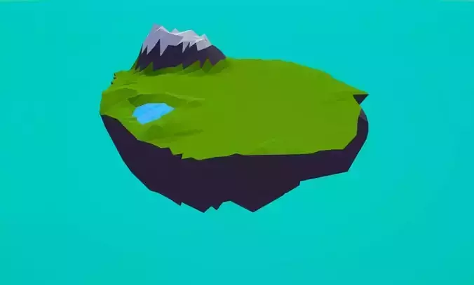 Floating Island Low Poly Low-poly 3D model