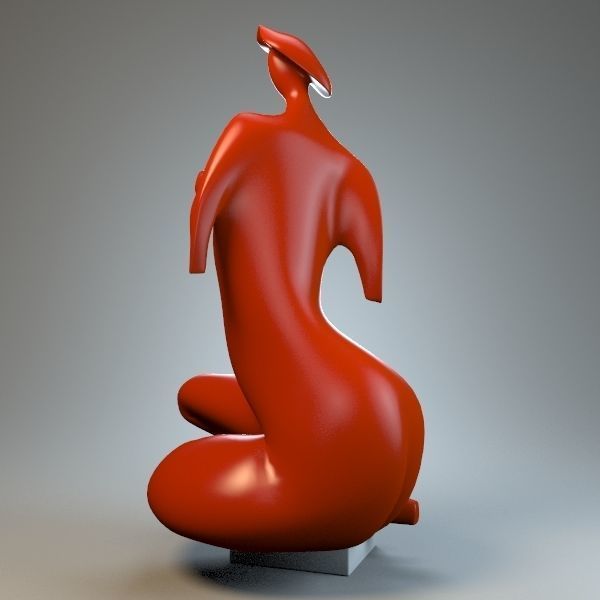 Sculpture Lady in hat P 3D print model_2