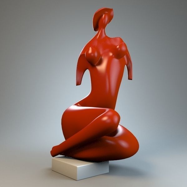 Sculpture Lady in hat P 3D print model_1