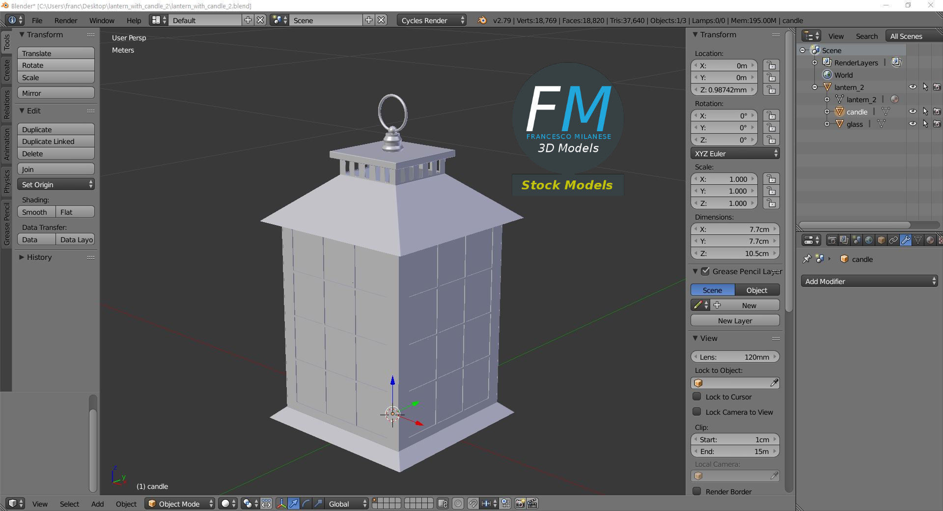 Lantern with candle 2 3D model_9