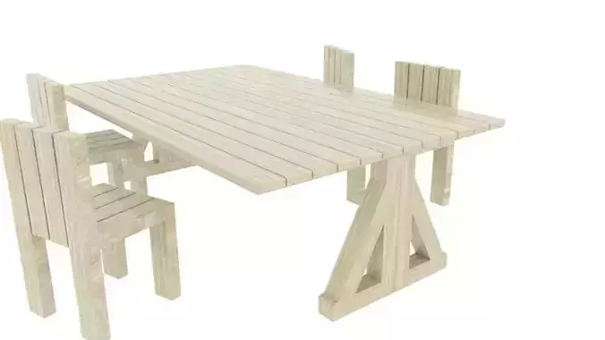 Dinning Table - Garden Table  Low-poly 3D model