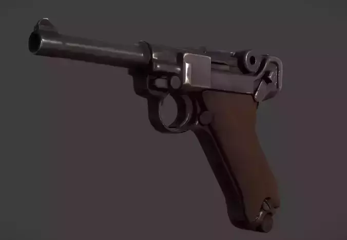 Luger P08 - Scanned and Retopologized WW2 Model Low-poly 3D model