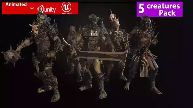 Orcs pack 1 Low-poly 3D model