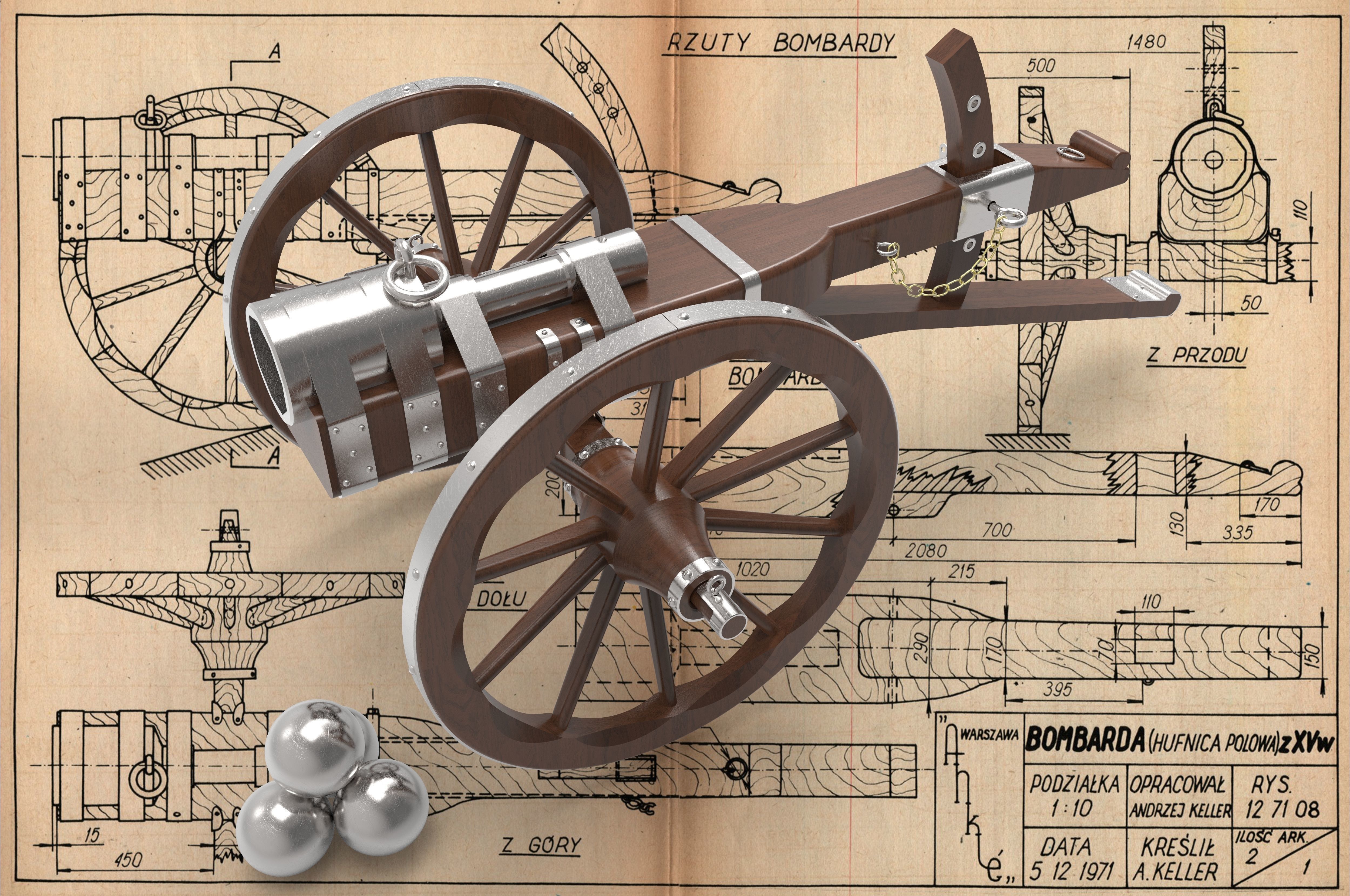 Medieval cannon  3D model_14