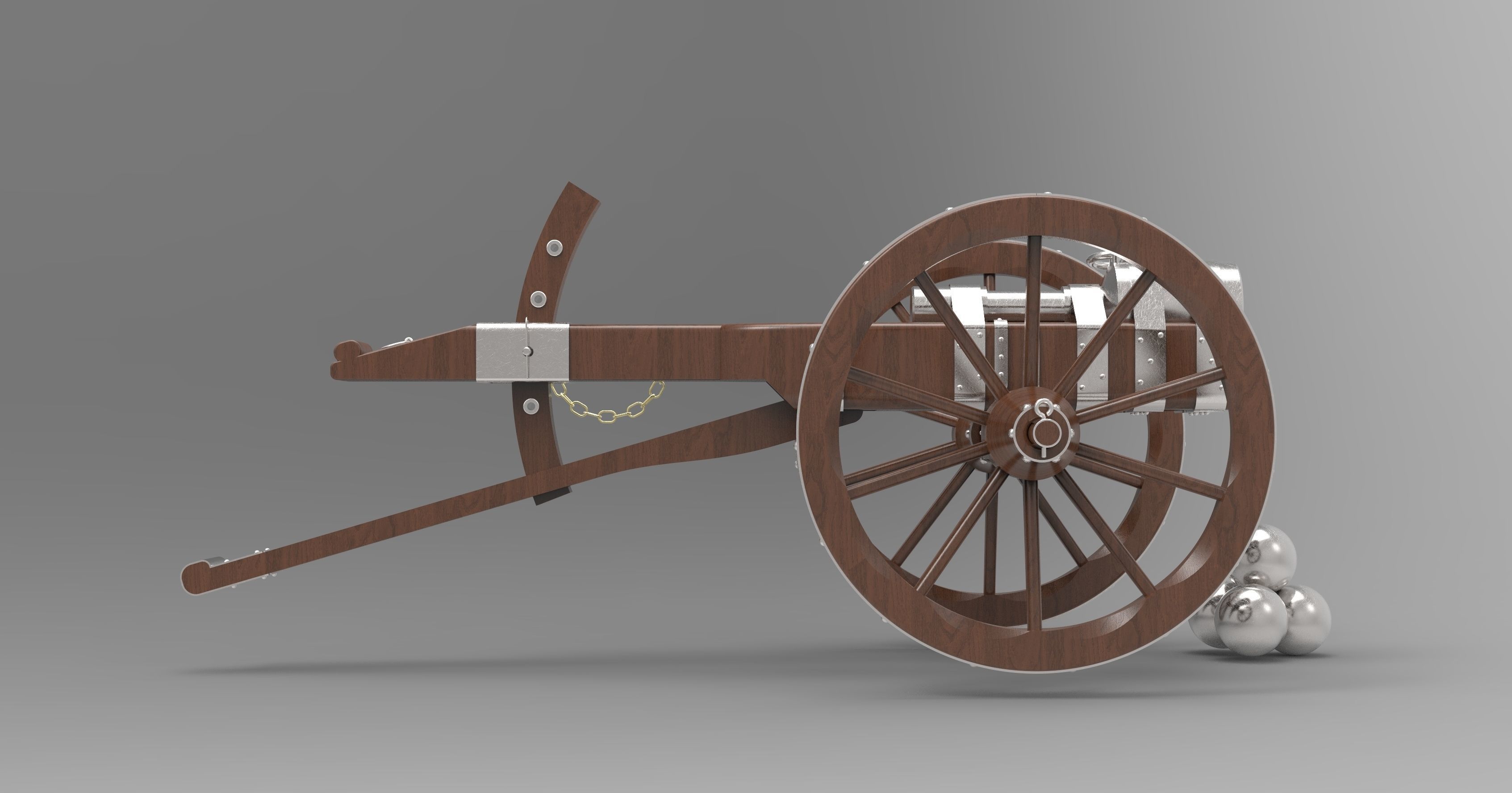 Medieval cannon  3D model_4