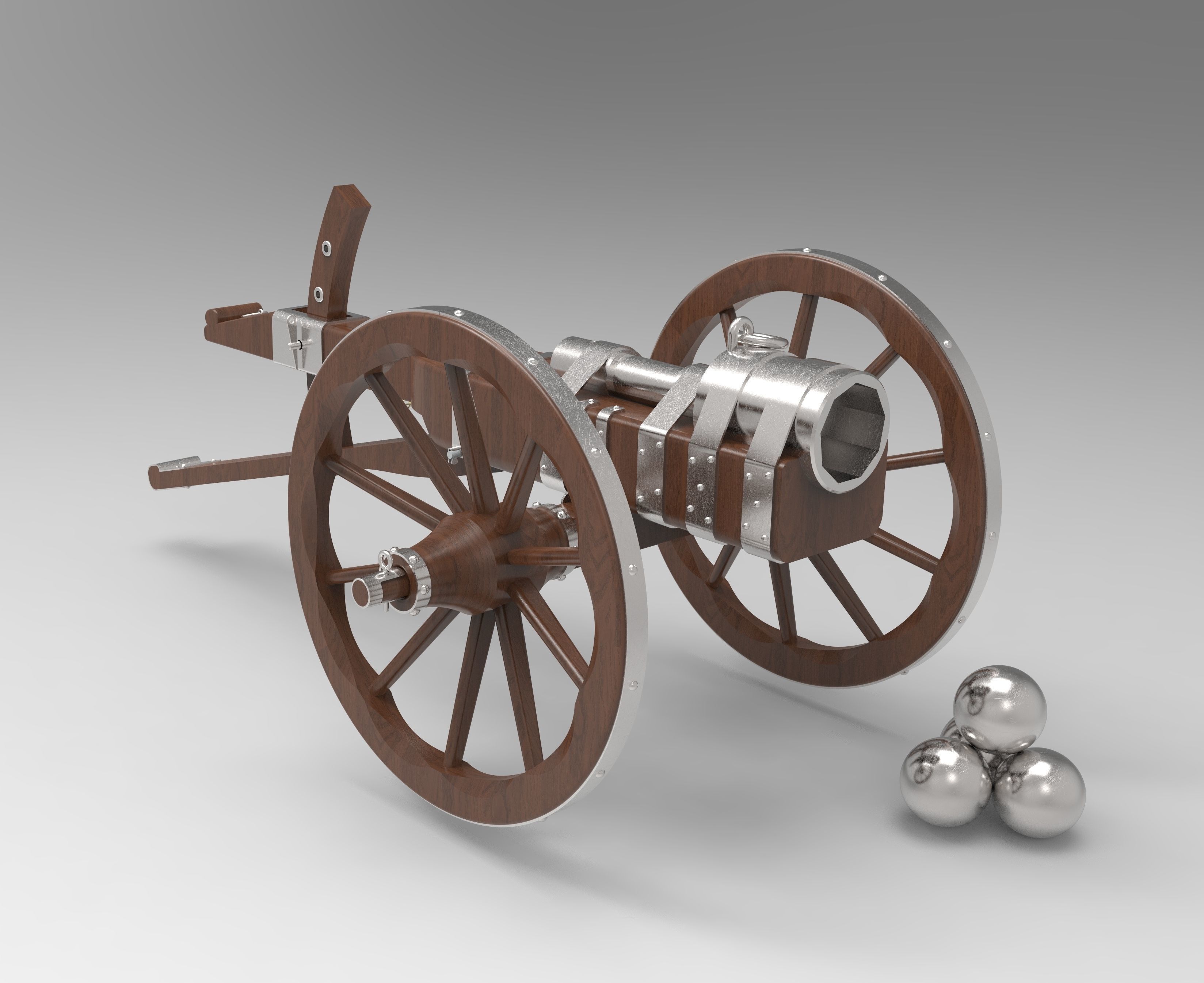 Medieval cannon  3D model_5