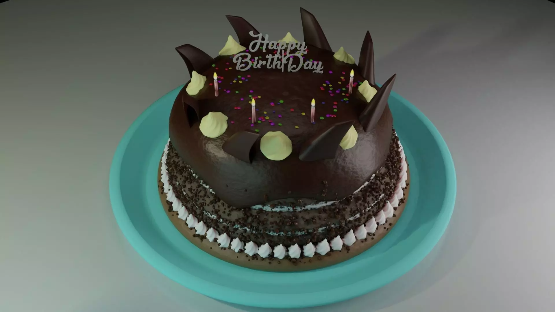 Chocolate Birthday Cake 3D model