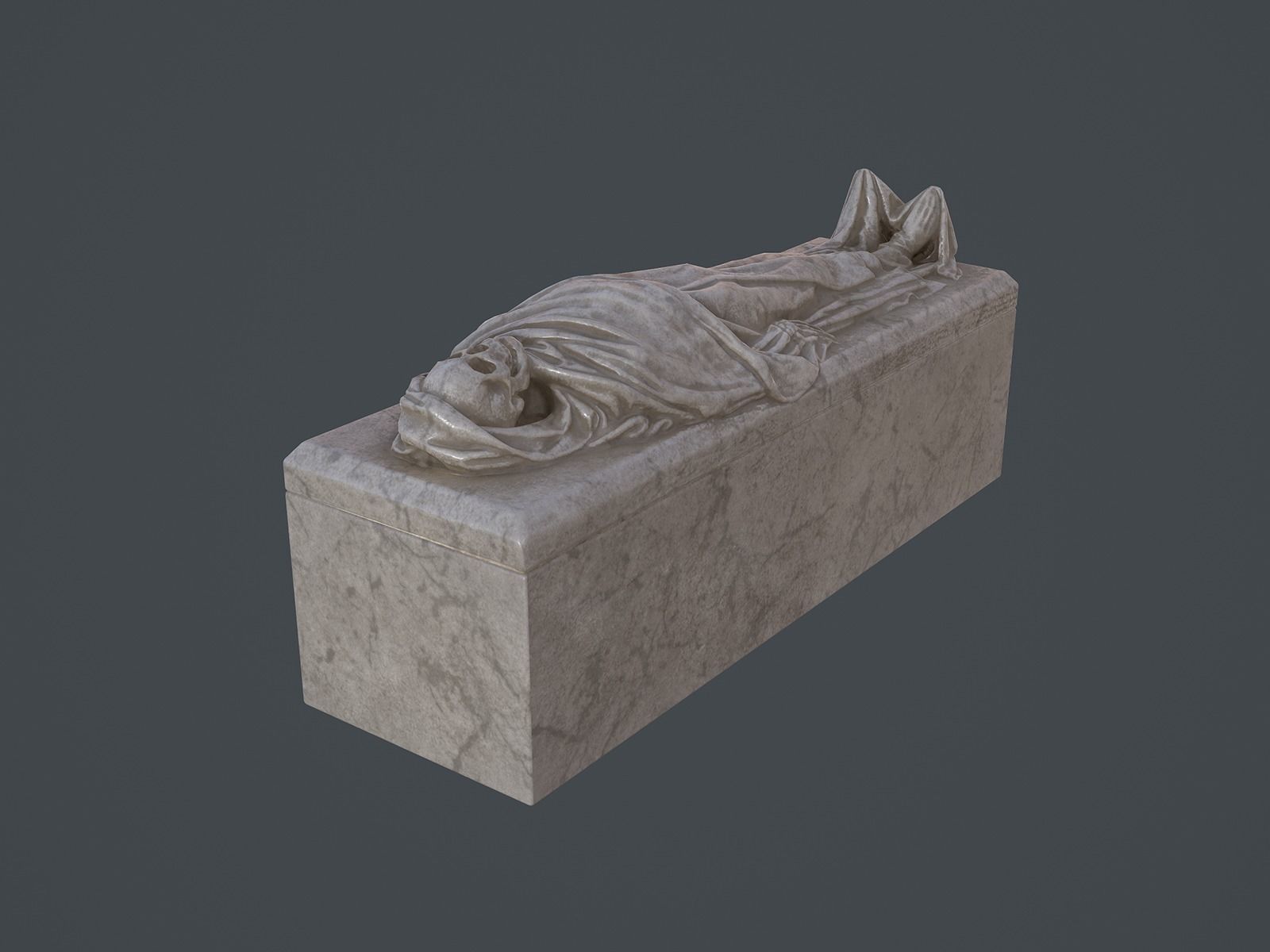 Tomb - Skeleton Sarcophagus - PBR and Game Ready Low-poly 3D model_2
