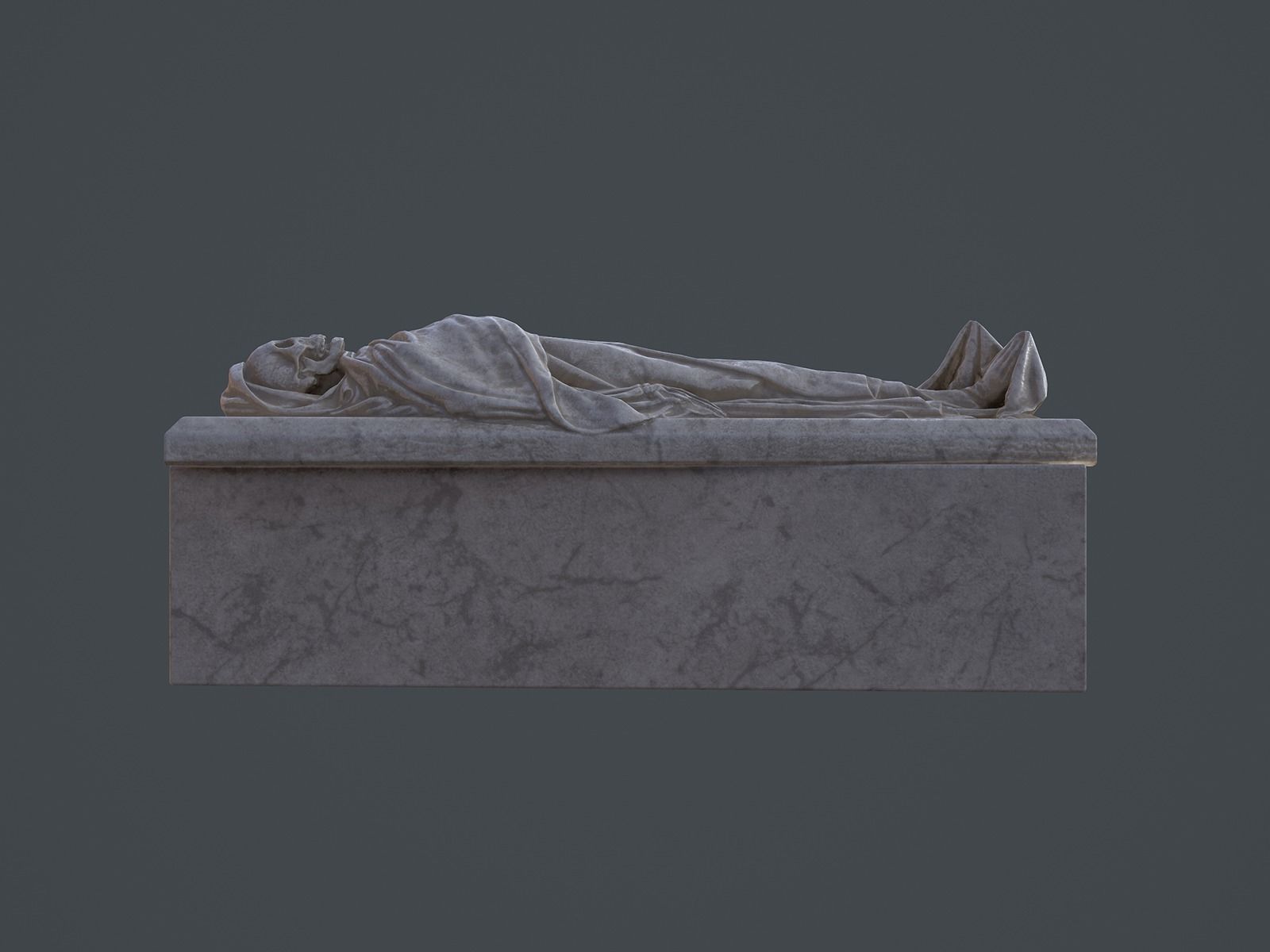 Tomb - Skeleton Sarcophagus - PBR and Game Ready Low-poly 3D model_6
