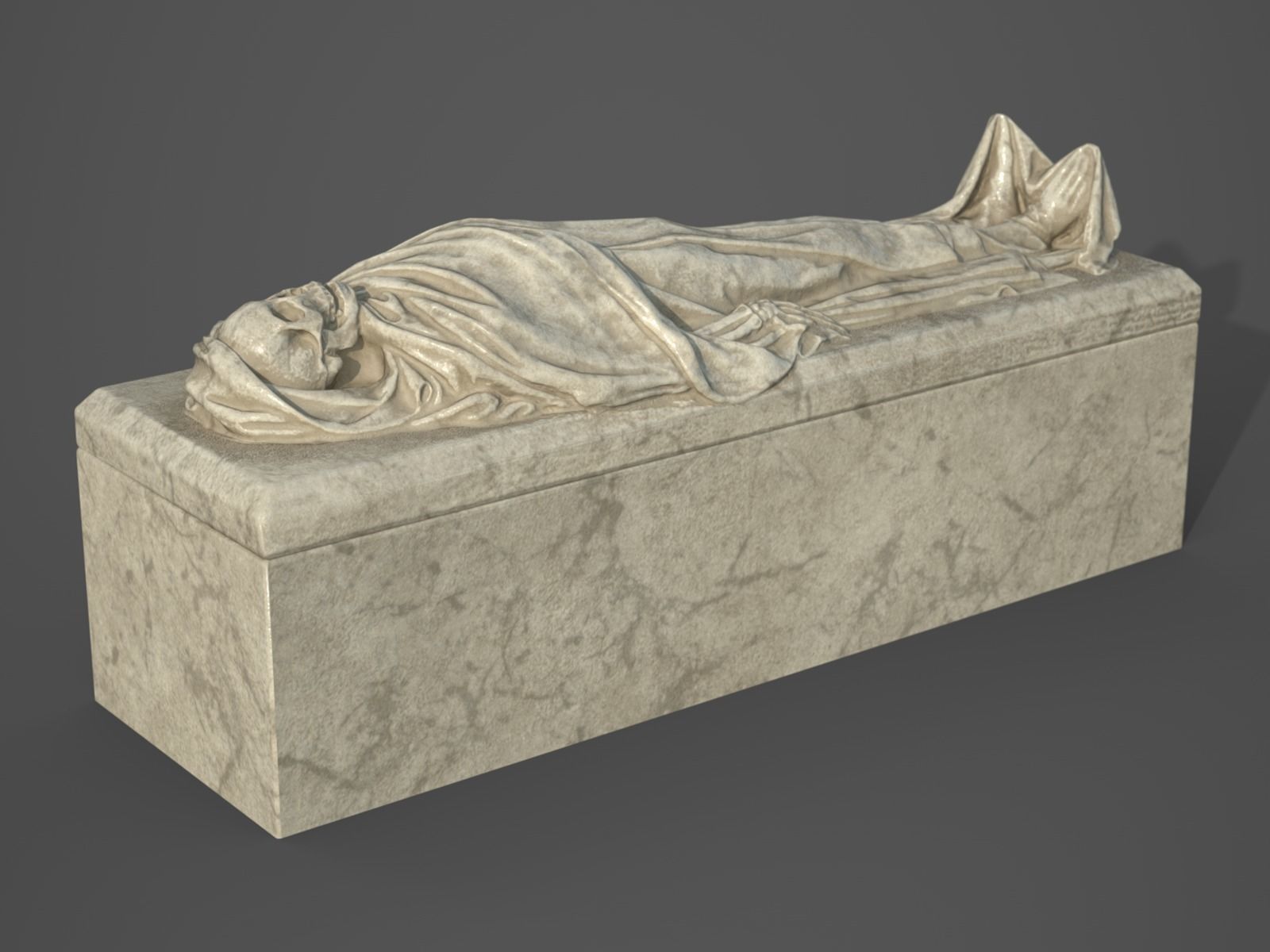 Tomb - Skeleton Sarcophagus - PBR and Game Ready Low-poly 3D model_8