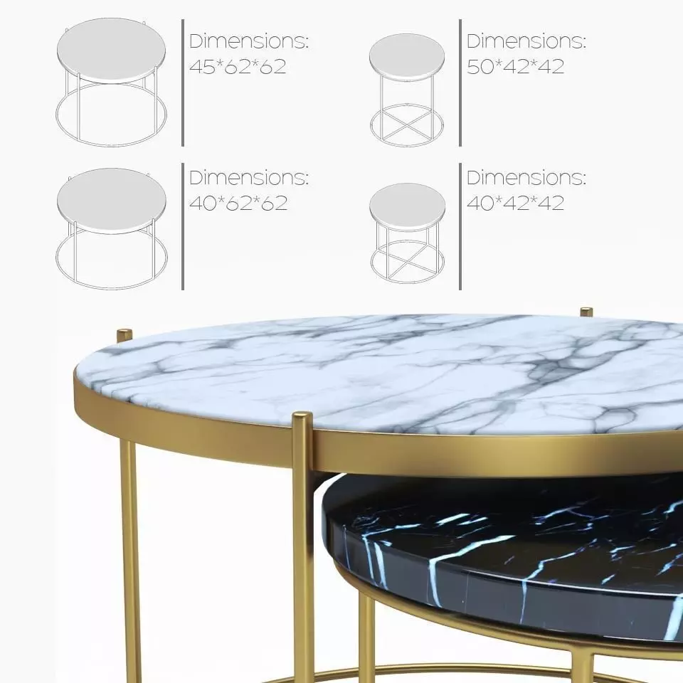 Marble table set 3D model_0
