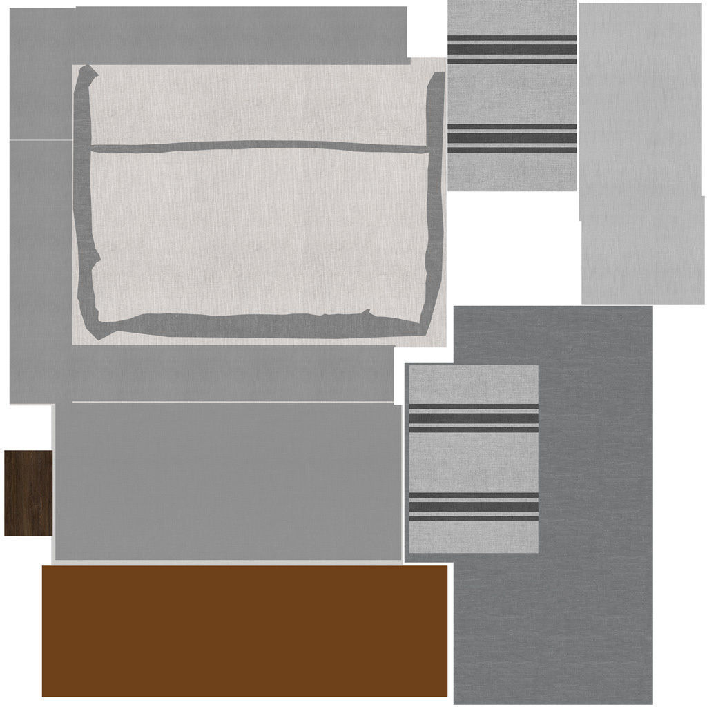 Bed Queen and Individual Size - Living Room Kit  Low-poly 3D model_5