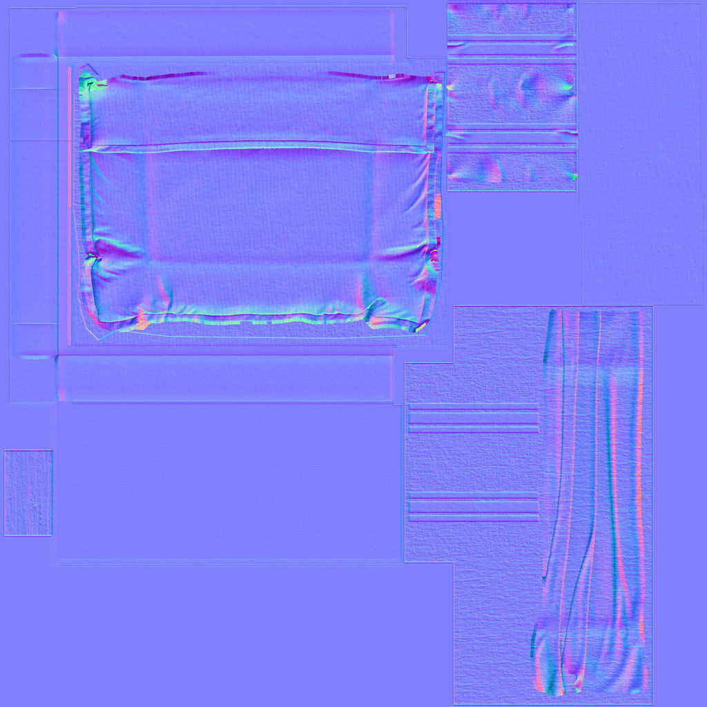 Bed Queen and Individual Size - Living Room Kit  Low-poly 3D model_8