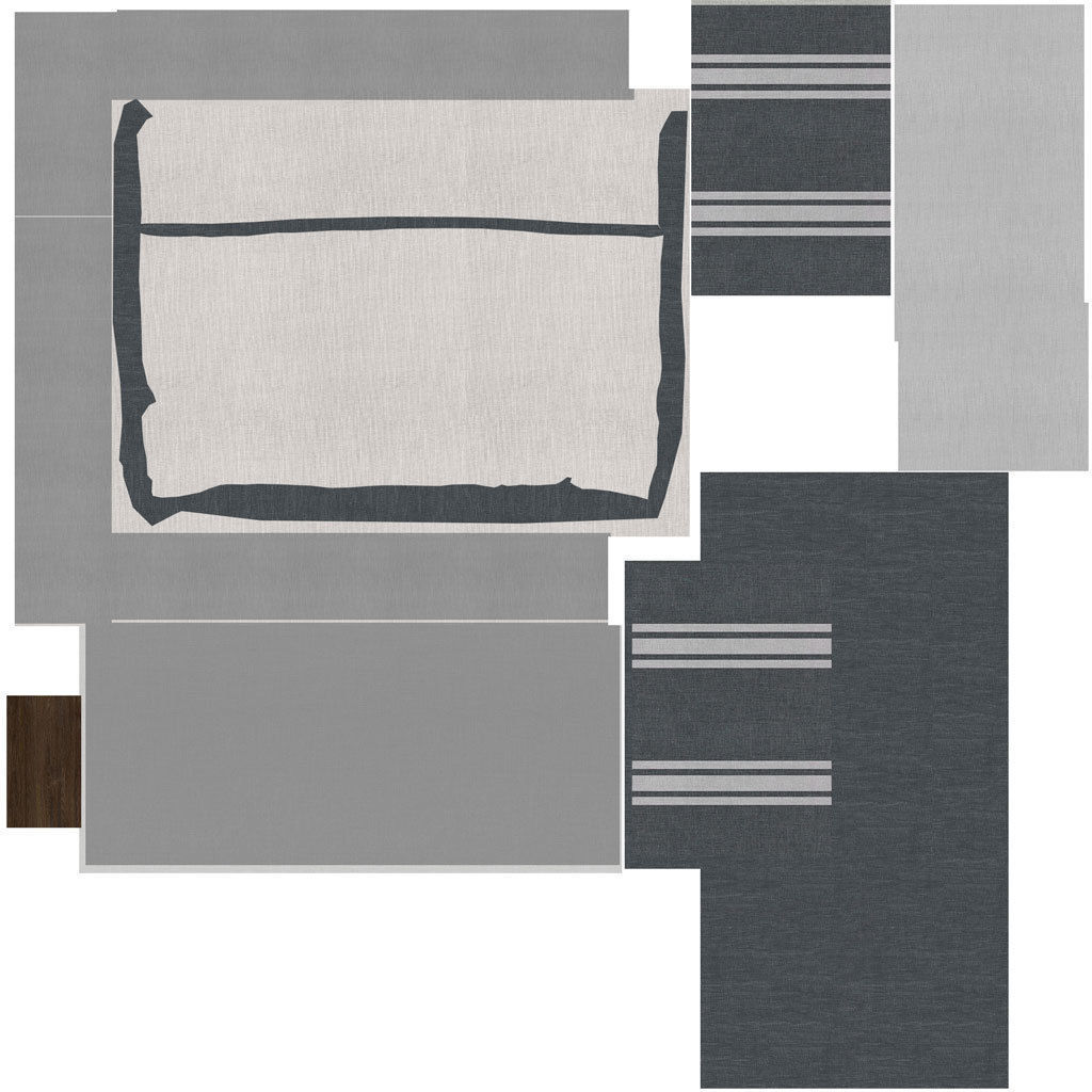 Bed Queen and Individual Size - Living Room Kit  Low-poly 3D model_7