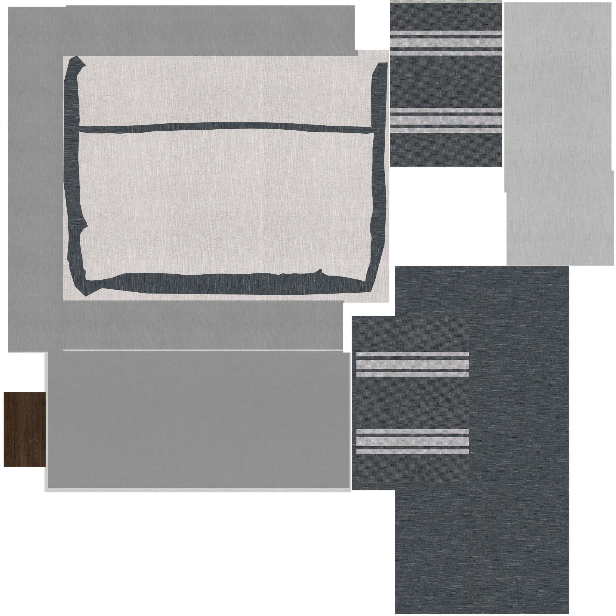 Bed Queen and Individual Size - Living Room Kit  Low-poly 3D model_10