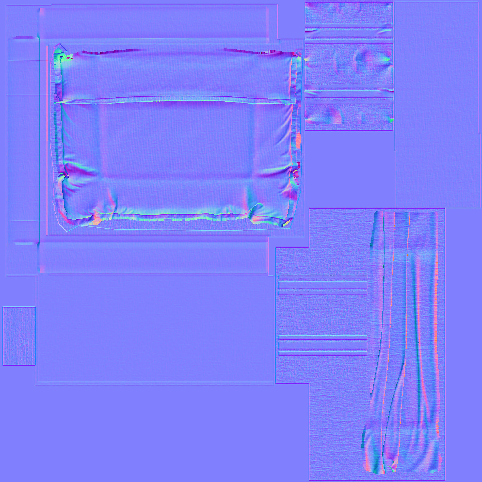 Bed Queen and Individual Size - Living Room Kit  Low-poly 3D model_9