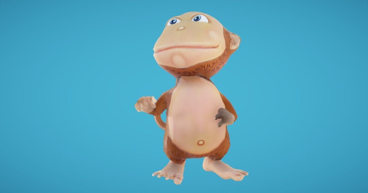 Monkey Hand-Painted Low-poly 3D model_3