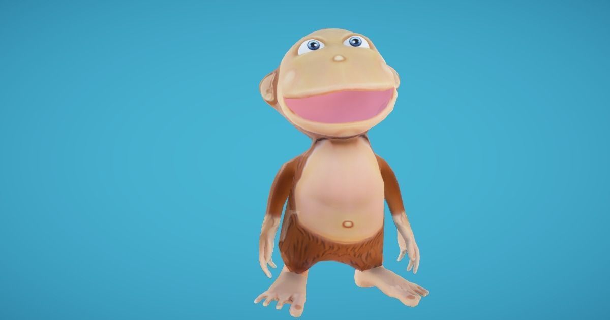 Monkey Hand-Painted Low-poly 3D model_7