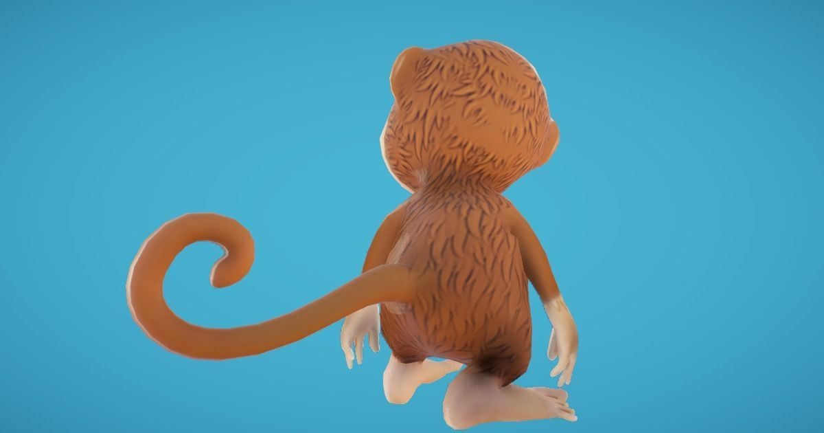 Monkey Hand-Painted Low-poly 3D model_9