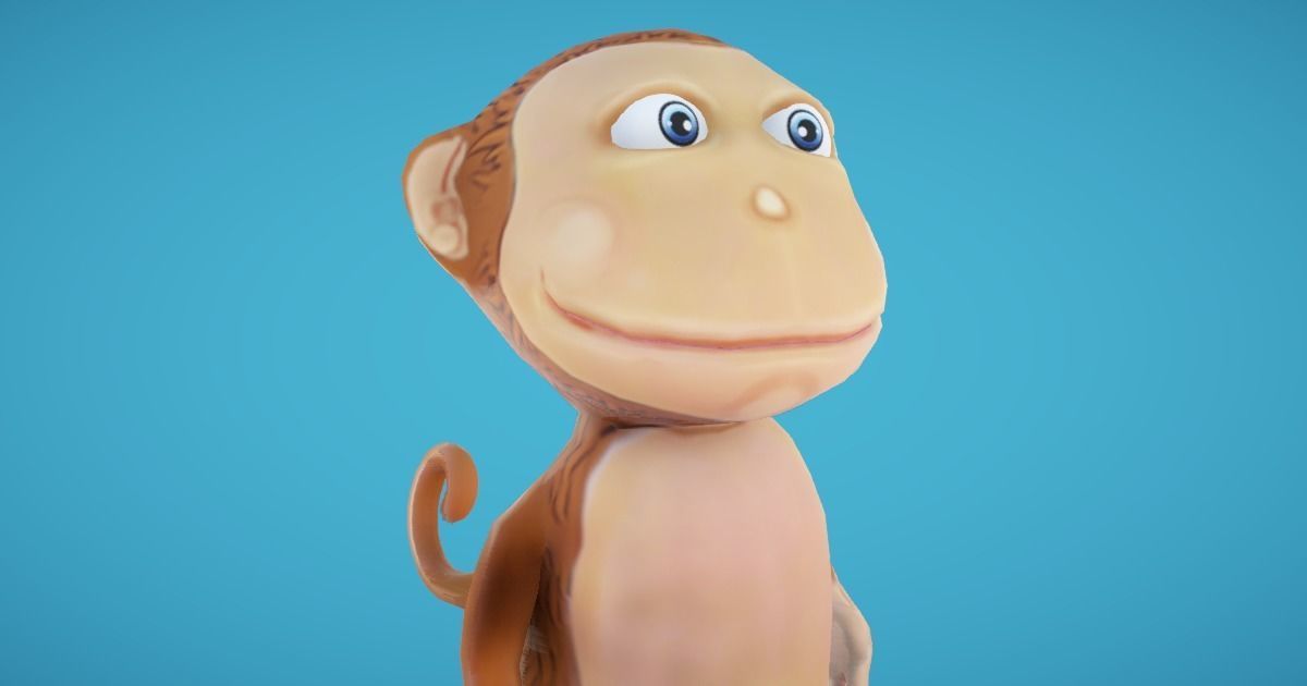Monkey Hand-Painted Low-poly 3D model_2