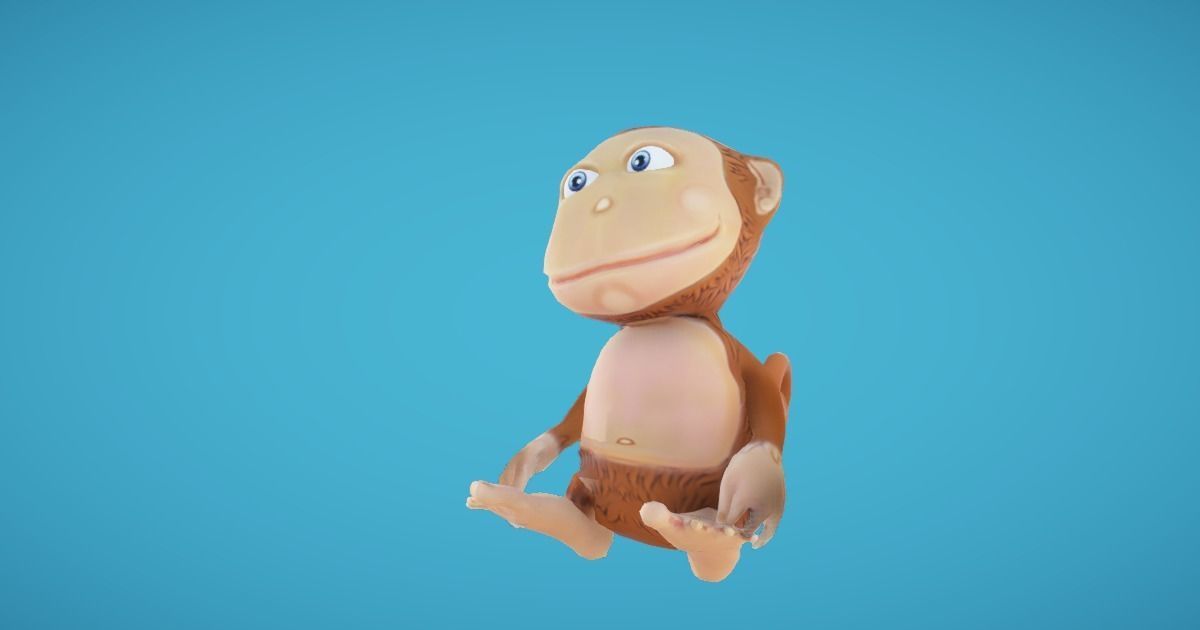 Monkey Hand-Painted Low-poly 3D model_5