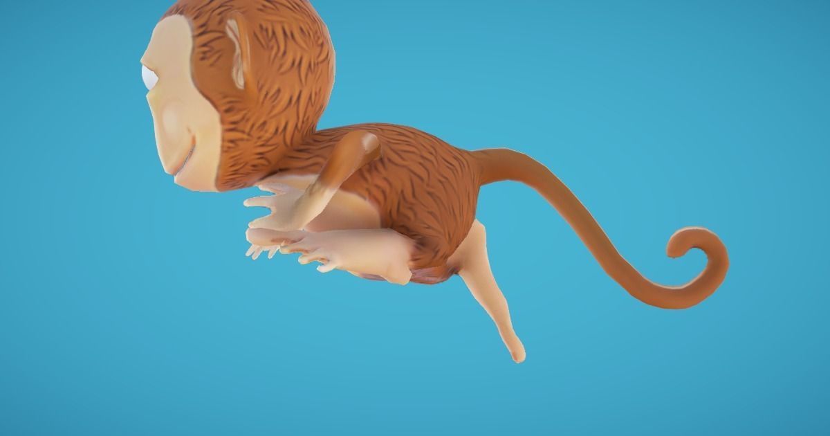Monkey Hand-Painted Low-poly 3D model_4