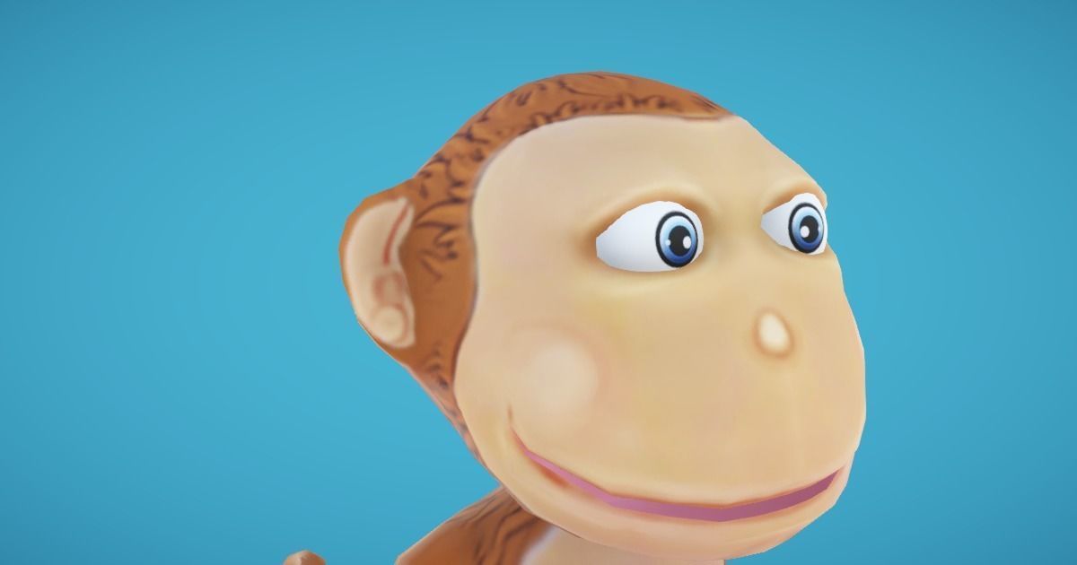 Monkey Hand-Painted Low-poly 3D model_10