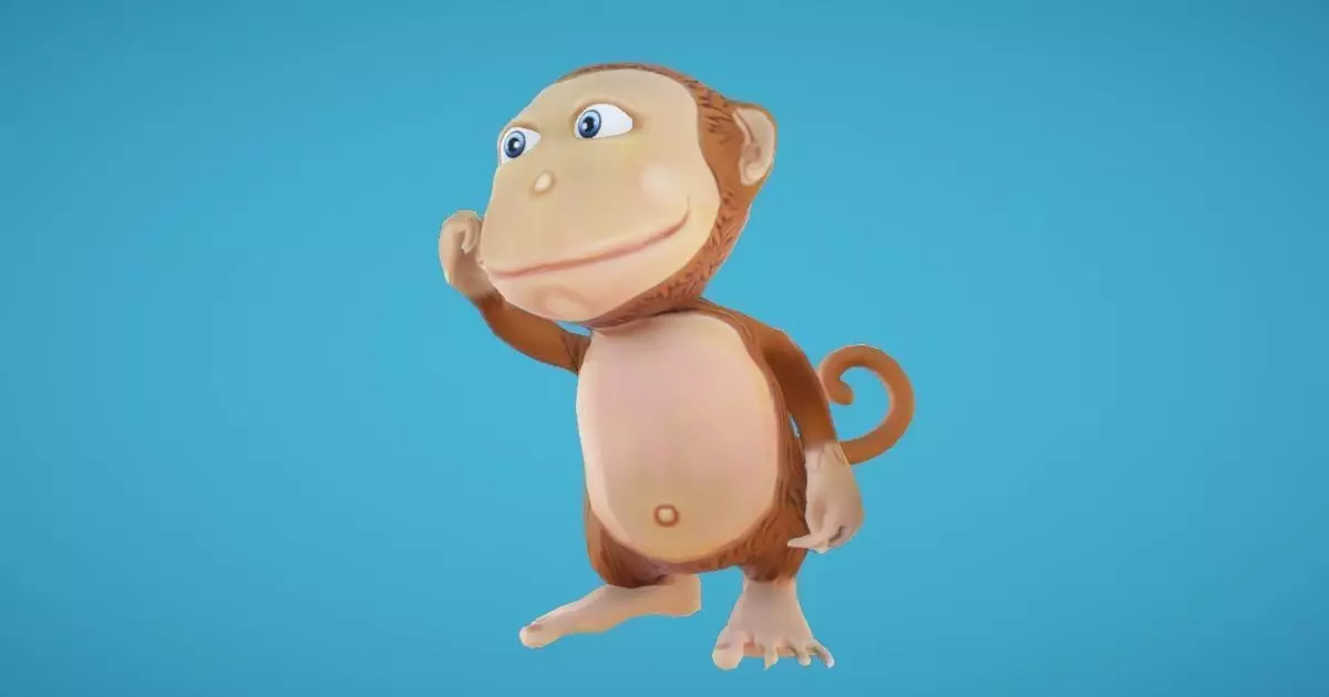 Monkey Hand-Painted Low-poly 3D model_0