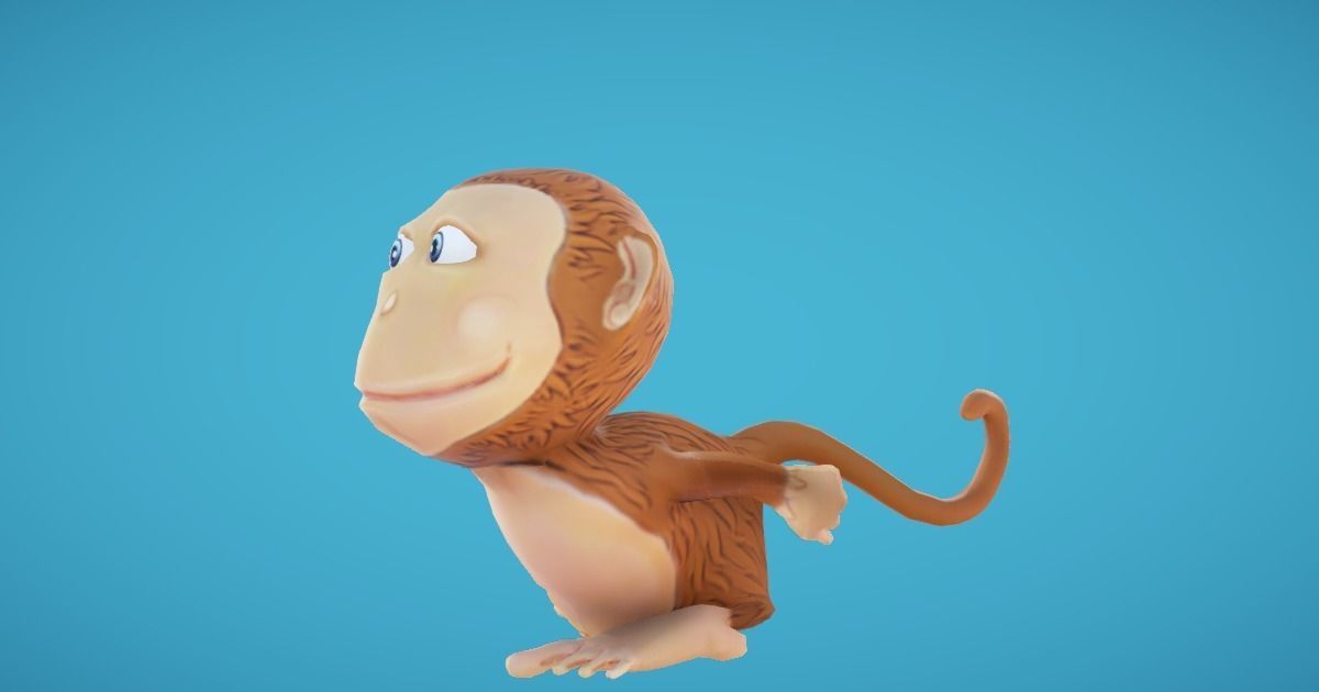 Monkey Hand-Painted Low-poly 3D model_8