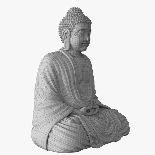 Sitting Buddha without textures NOT FOR 3D PRINTING 3D model_3