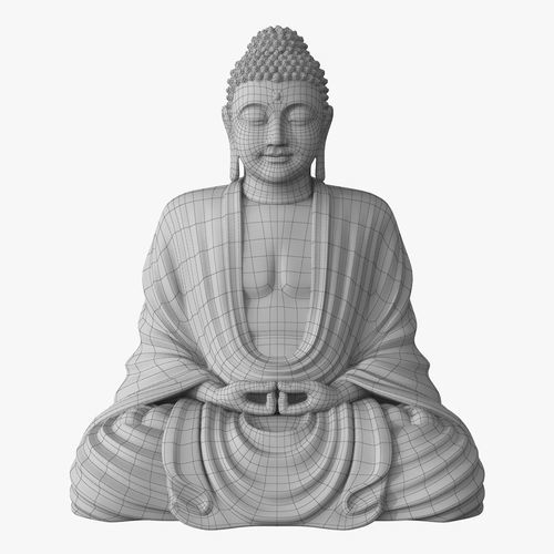 Sitting Buddha without textures NOT FOR 3D PRINTING 3D model_1