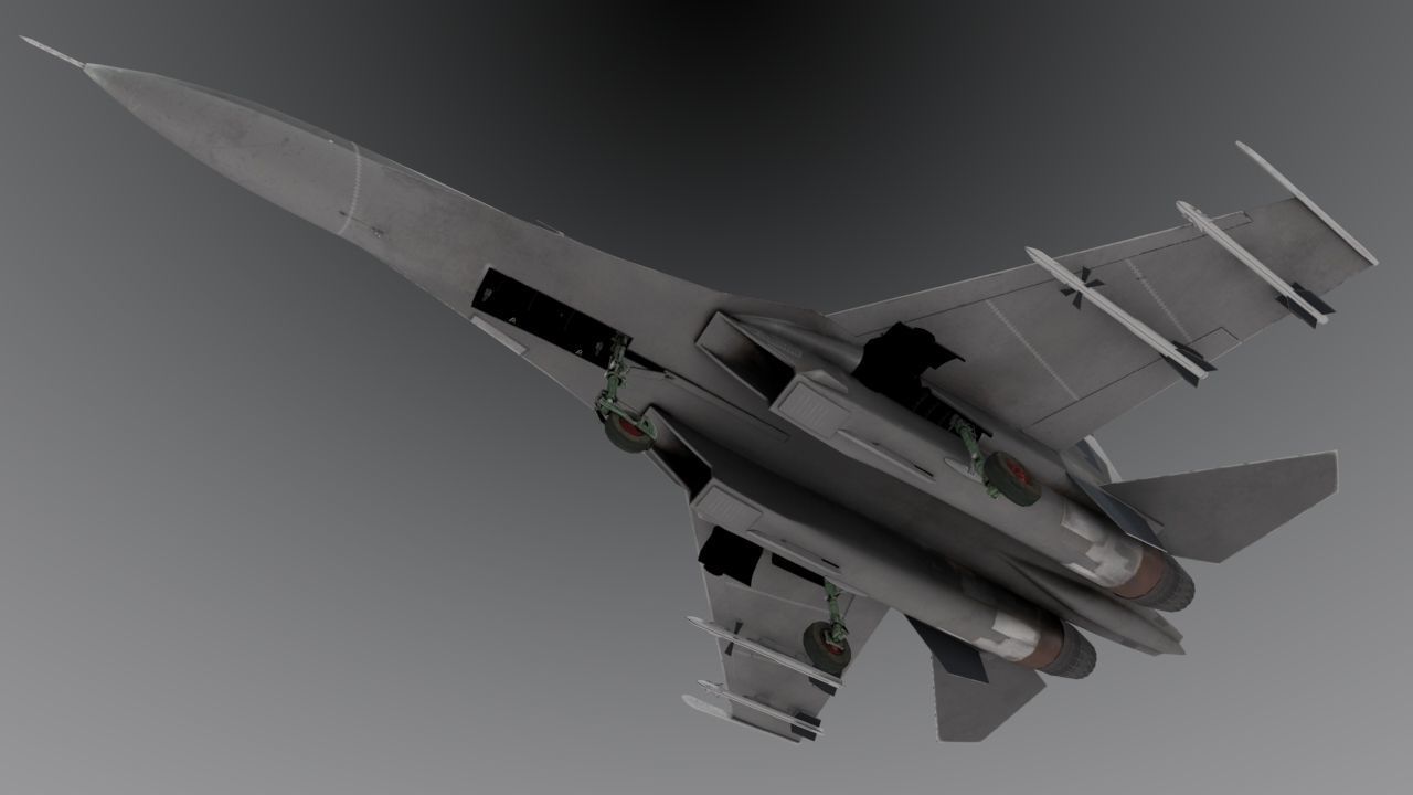 Su-27 Flanker Low-poly 3D model_3