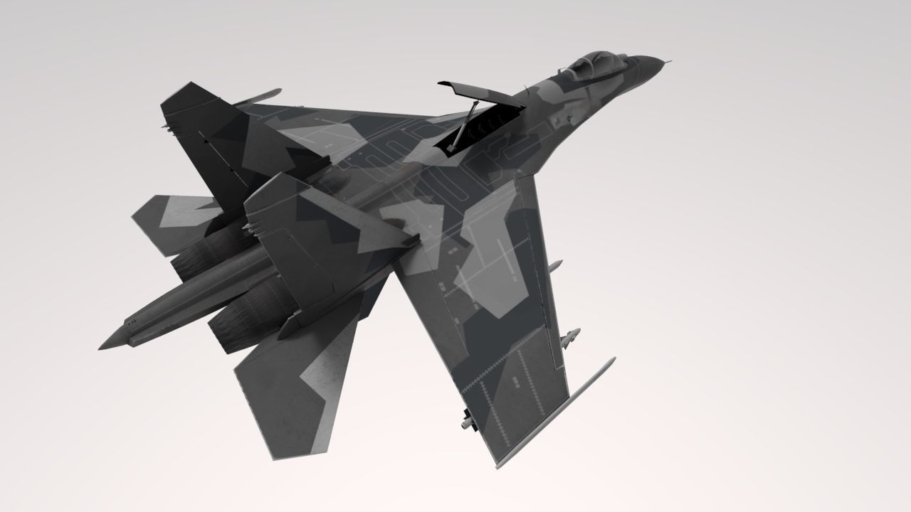 Su-27 Flanker Low-poly 3D model_11