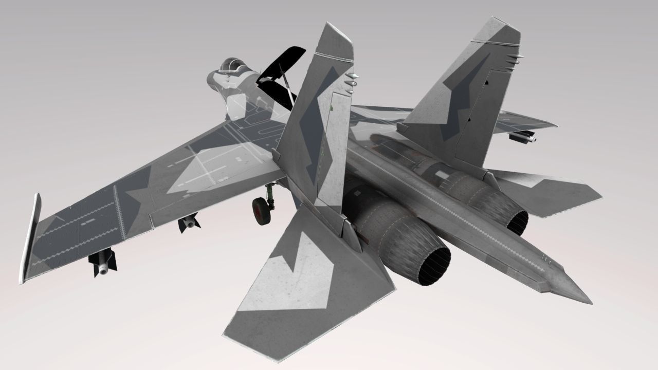 Su-27 Flanker Low-poly 3D model_13