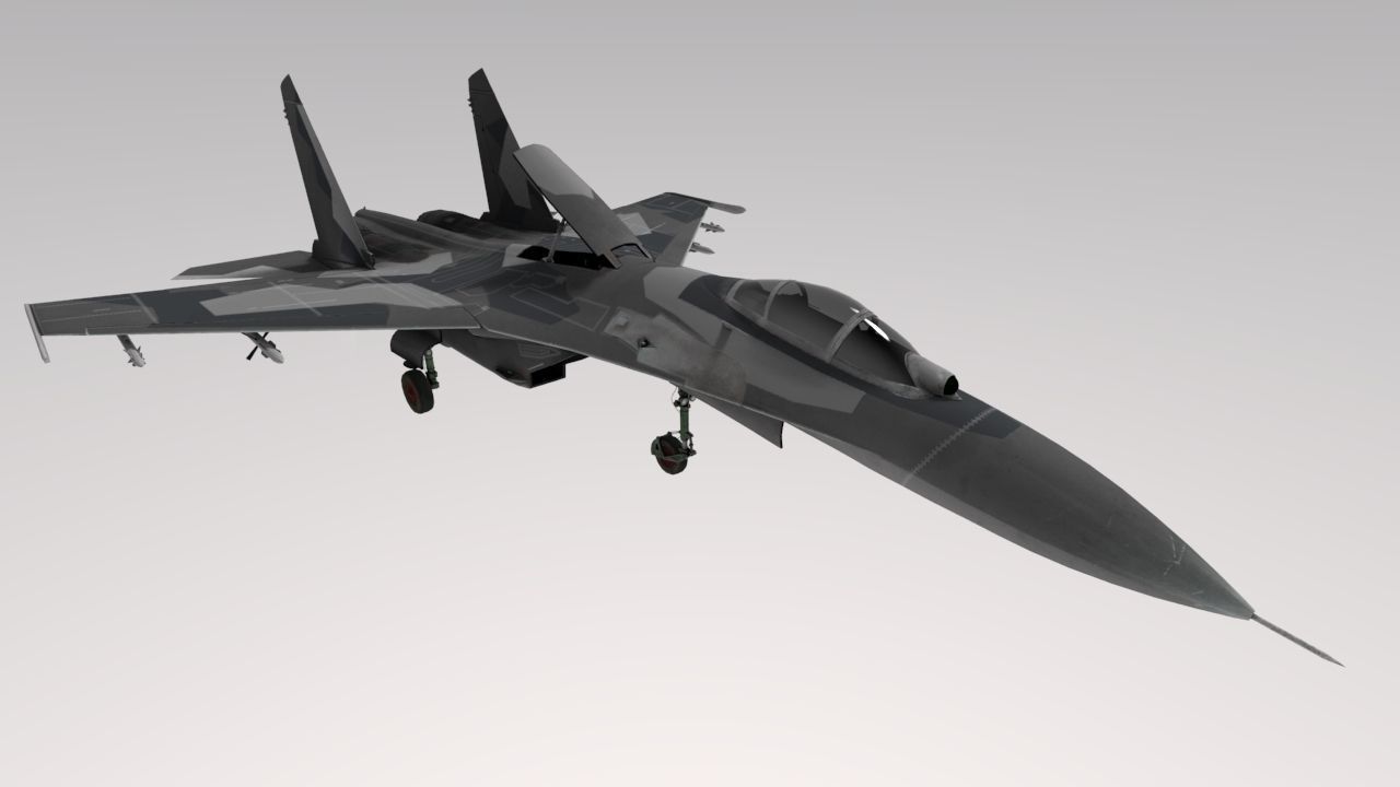 Su-27 Flanker Low-poly 3D model_5