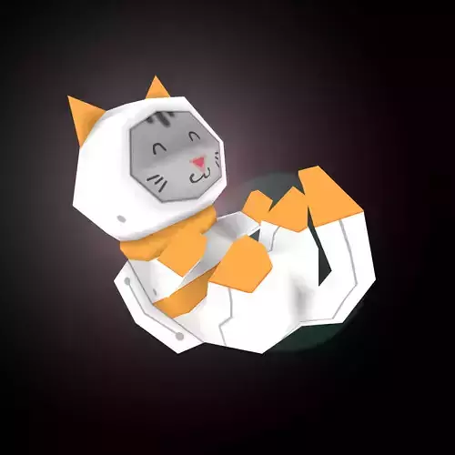 astronaut cat low poly